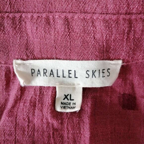 Parallel Skies Women's Maroon Red Ruffle Comfy Roll Tab Sleeve Shirt Size XL - Picture 6 of 8